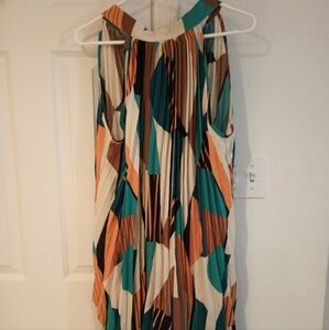 SHENHE Women's Pleated Graphic Print Halter Tie Back Sleeveless Boho $34 Amazon